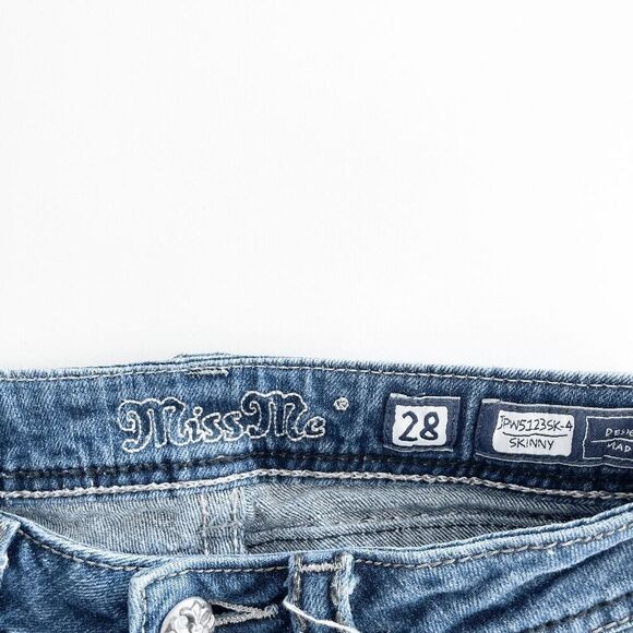 Miss Me Womens Rhinestone Embroidery JPW5123SK Skinny Jeans Size 28 - Picture 7 of 12